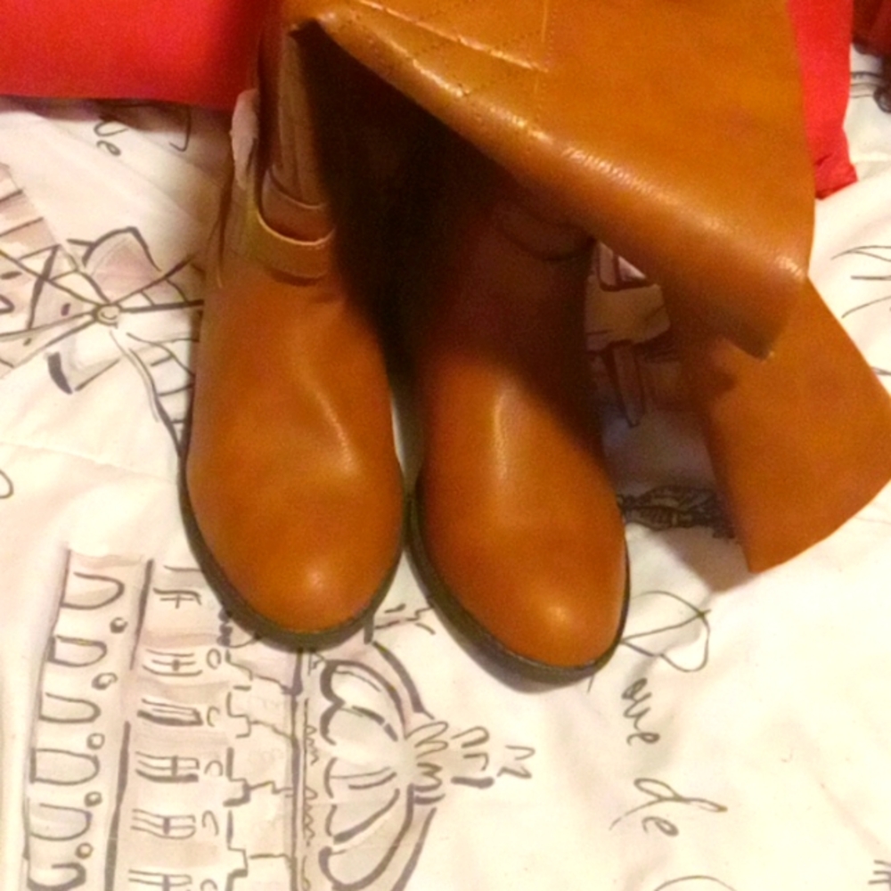 Brown leather boots